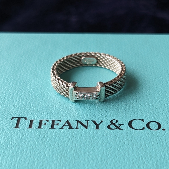 Tiffany & Co. Jewelry - Authentic Tiffany & Co. Somerset Mesh Ring With Natural Diamonds